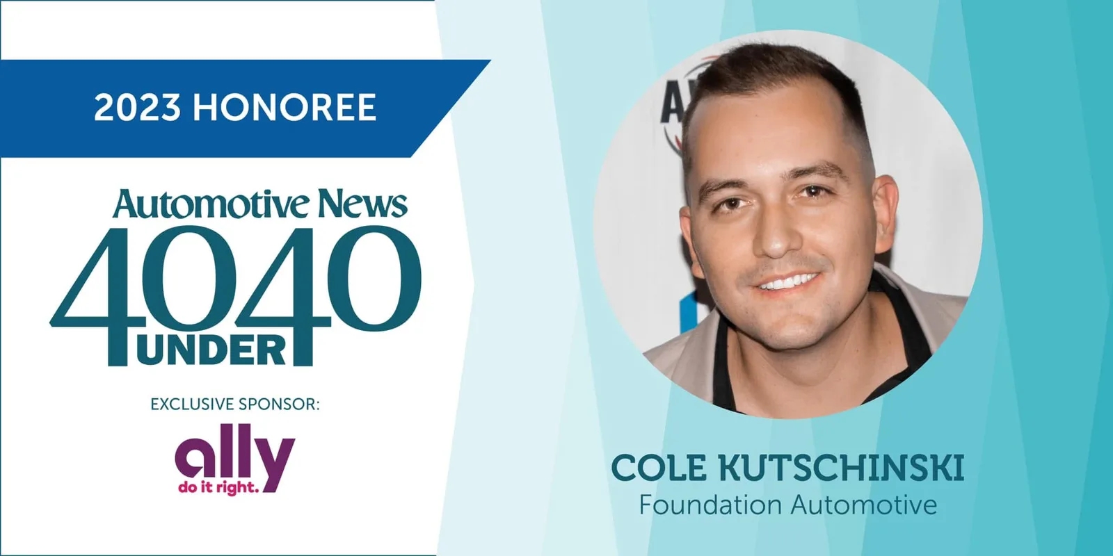 Automotive News 40 Under 40 honoree card, 2023: Cole Kutschinski